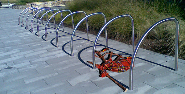 empty bike rack with pipes